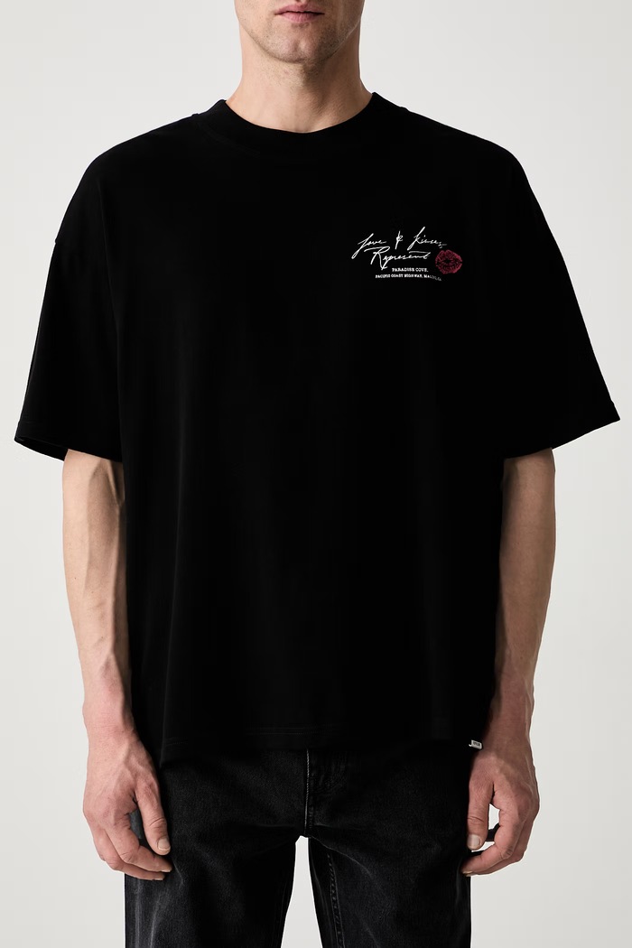 T-shirt bawełniany męski czarny MLM101143