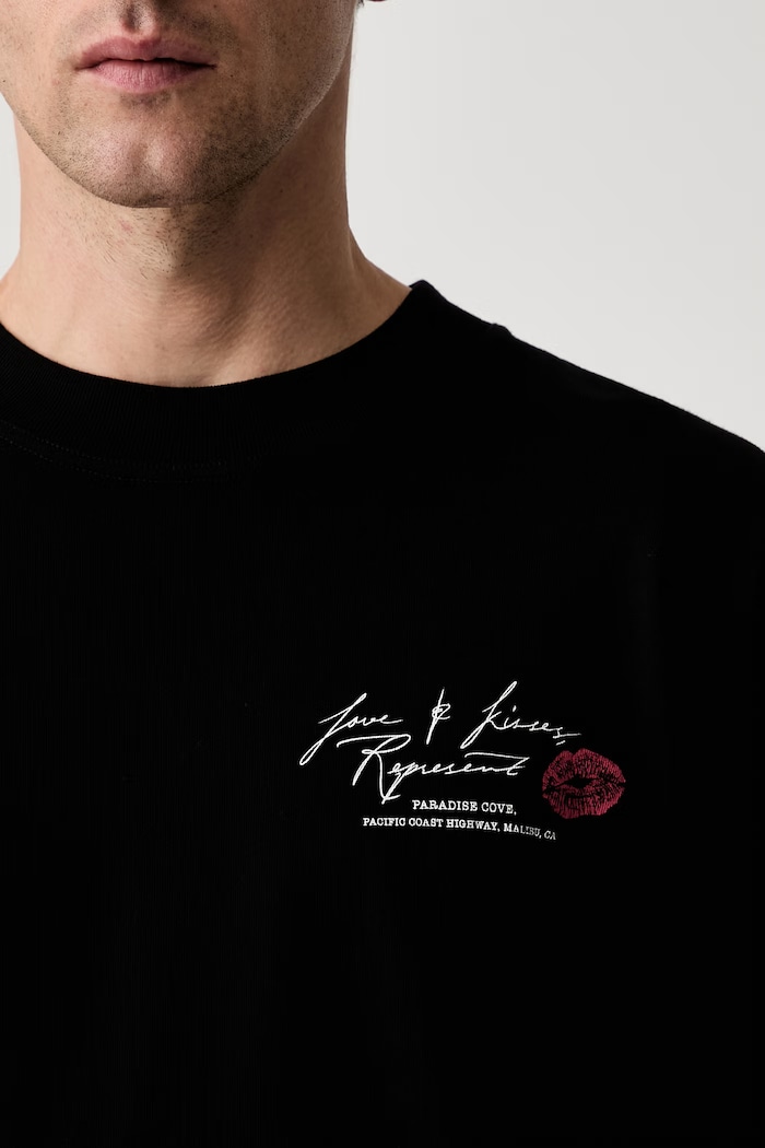 T-shirt bawełniany męski MLM101143 czarny