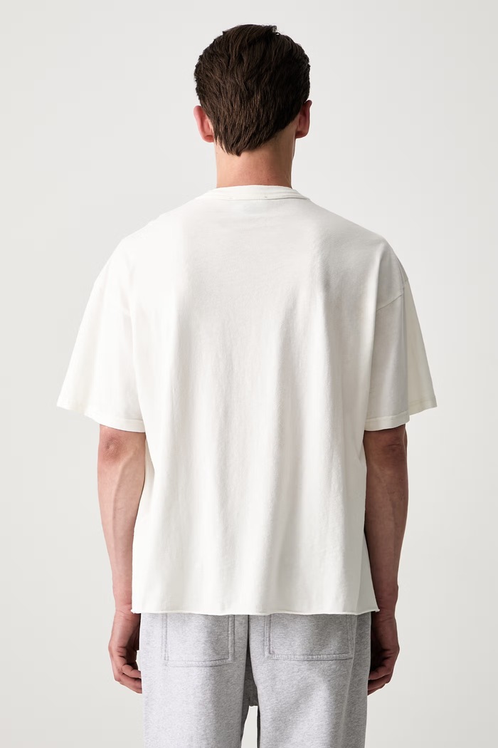 Odzież T-shirt z bawełną męski MLM101141 beżowy