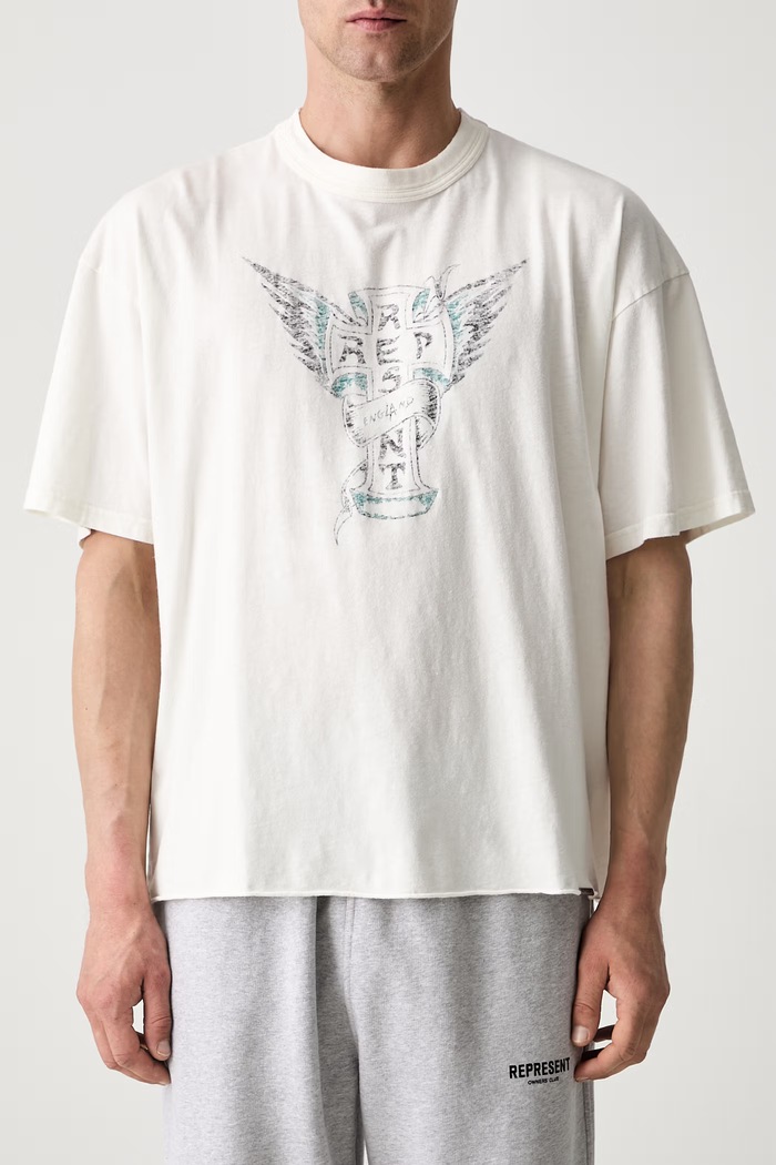 T-shirt z bawełną męski beżowy MLM101141