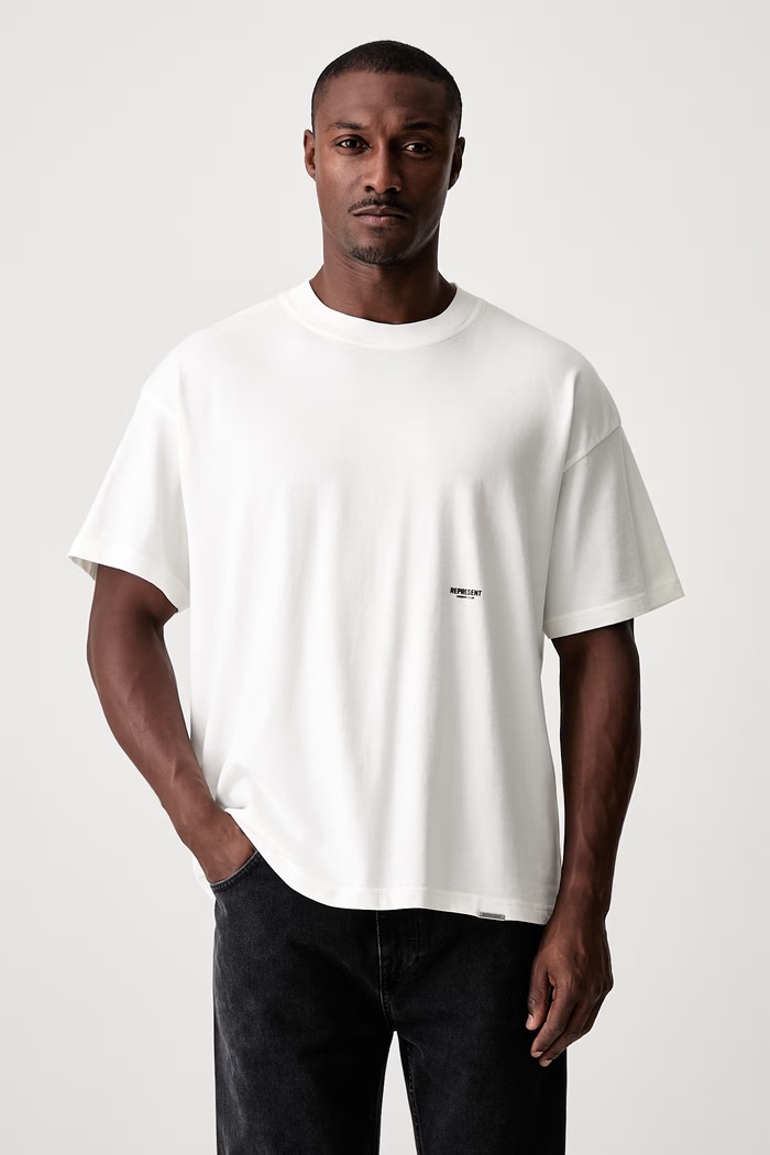 Represent T-shirt z bawełną męski biały OCM100042