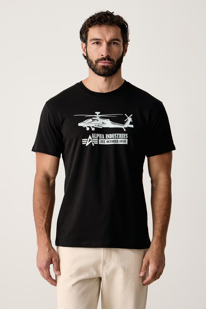 Alpha Industries Tričko pánske bavlnené Airborn Ops čierna 268507