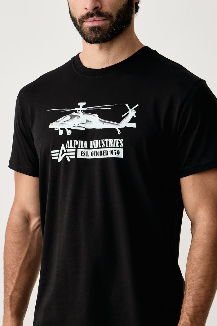 Tričko pánske bavlnené Airborn Ops Alpha Industries 268507 čierna