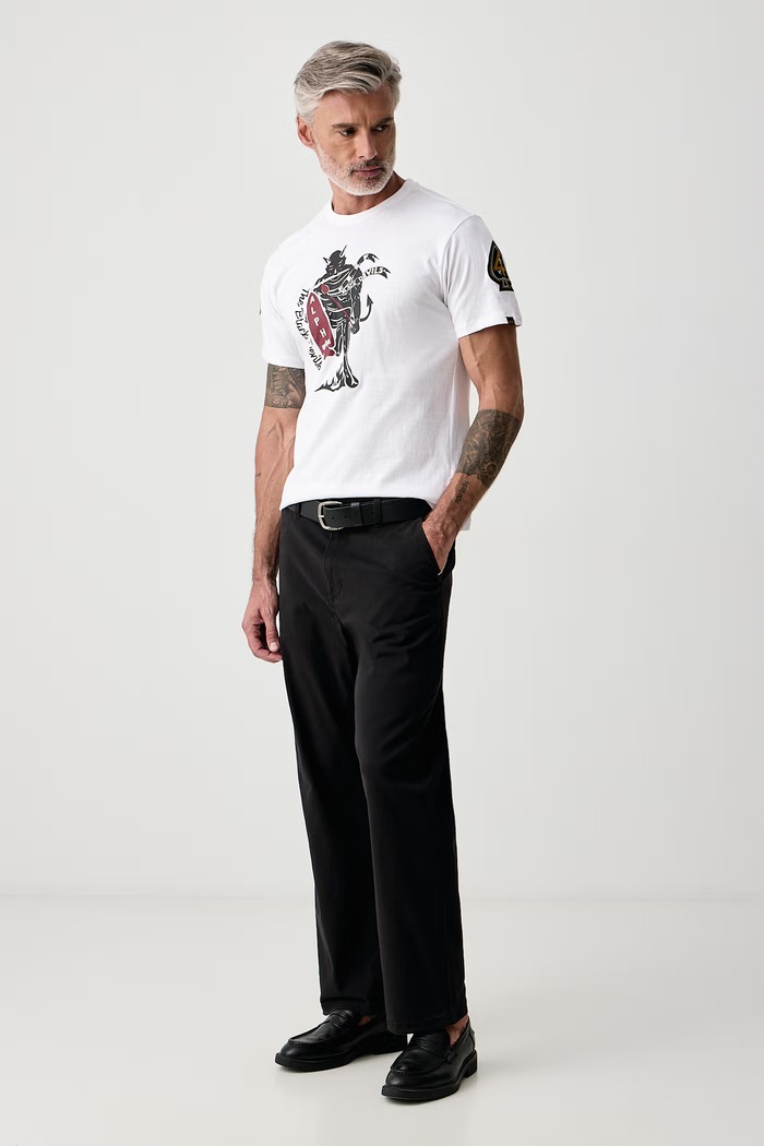 Alpha Industries Тениска мъжка от памук Black Devils 268508 бял AW26