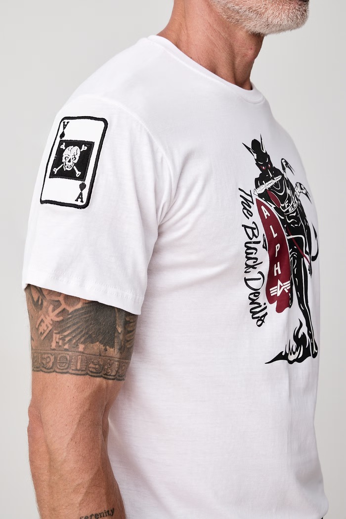 Тениска мъжка от памук Black Devils Alpha Industries 268508 бял