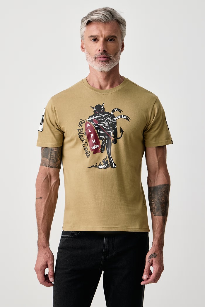 Alpha Industries Тениска мъжка от памук Black Devils зелен 268508