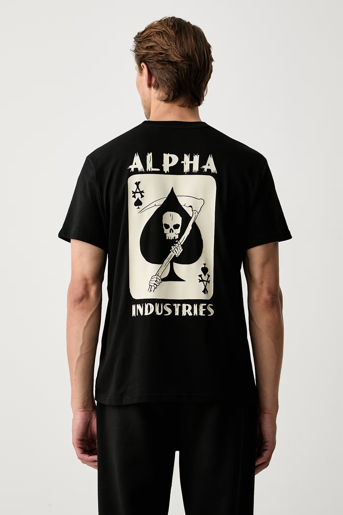 Alpha Industries majica za muškarce od pamuka Skull Ops crna 268509