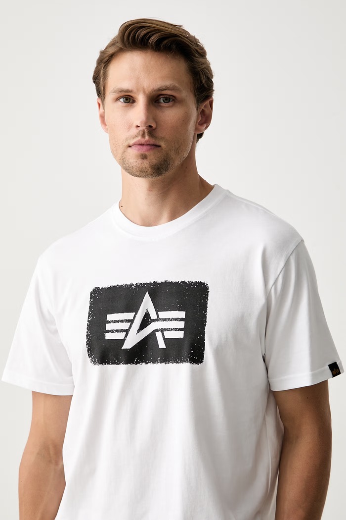 Alpha Industries T-shirt męski bawełniany Washed Out biały 268512