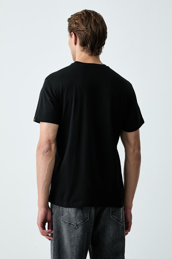 Odzież Alpha Industries T-shirt męski bawełniany Washed Out 268512 czarny