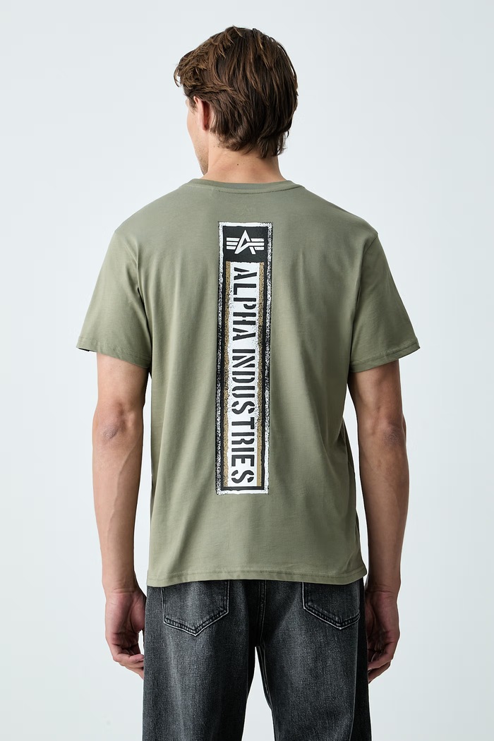Alpha Industries majica za muškarce od pamuka Backprint Vintage Panel zelena 268513