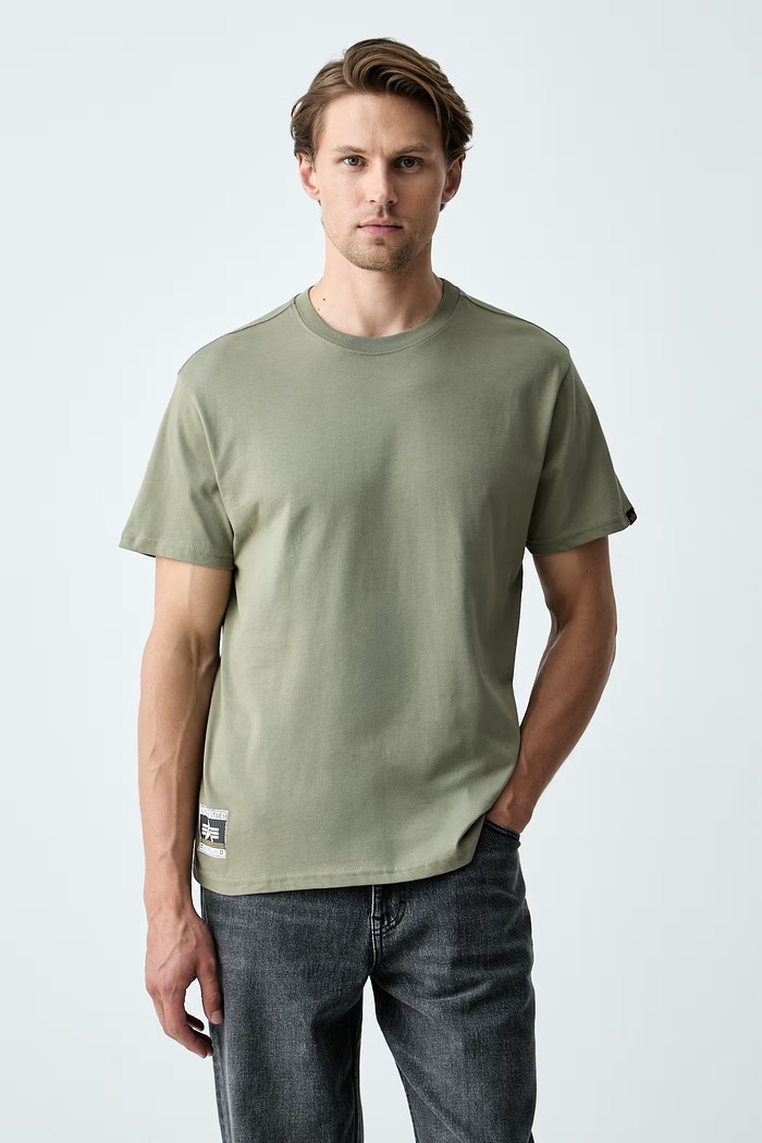 Odjeća Alpha Industries majica za muškarce od pamuka Backprint Vintage Panel 268513 zelena