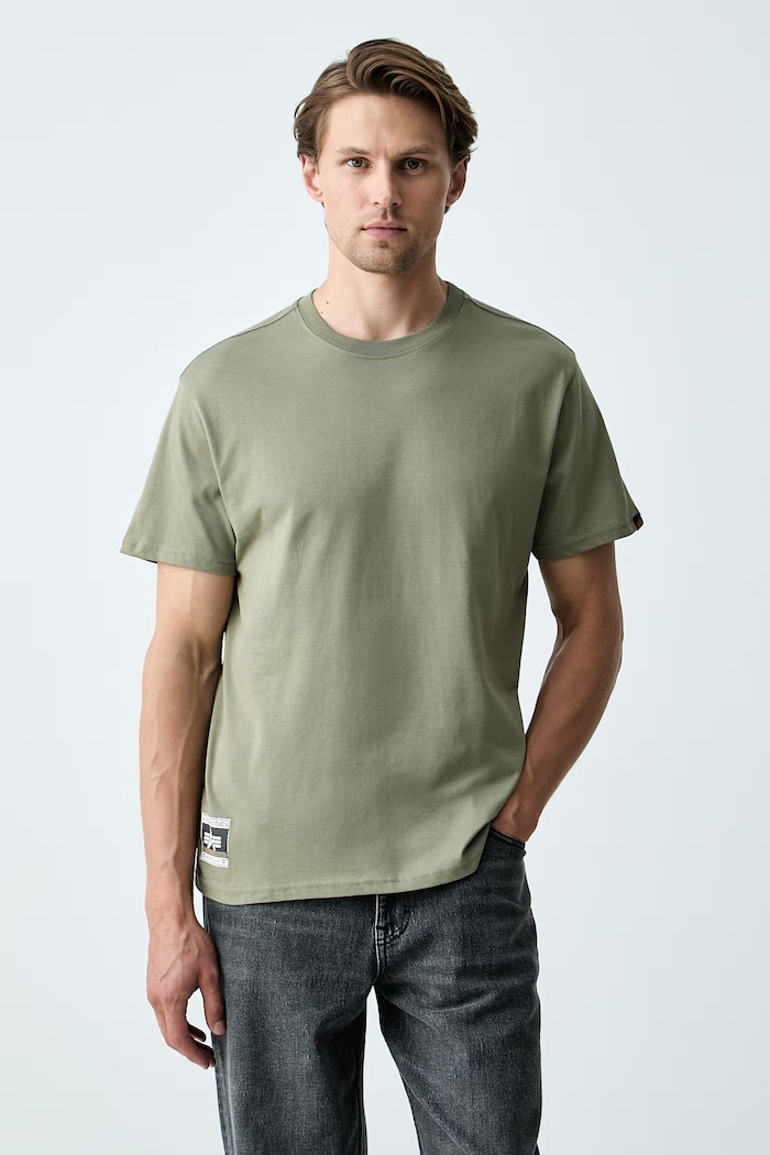 Odjeća Alpha Industries majica za muškarce od pamuka Backprint Vintage Panel 268513 zelena