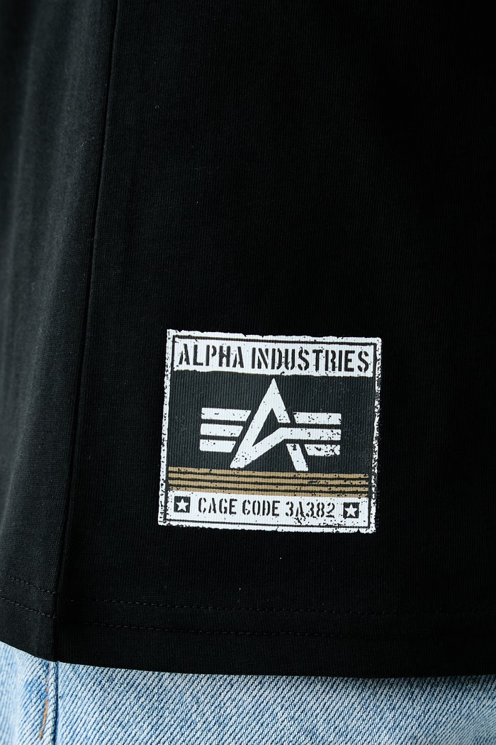 Alpha Industries t-shirt ανδρικό βαμβακερό Backprint Vintage Panel 268513 μαύρο