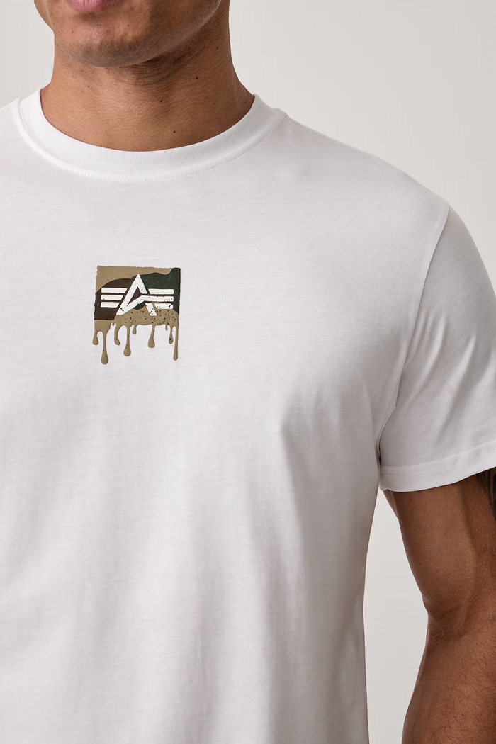 T-shirt ανδρικό βαμβακερό Dripping Camo Backprint Alpha Industries 268516 λευκό