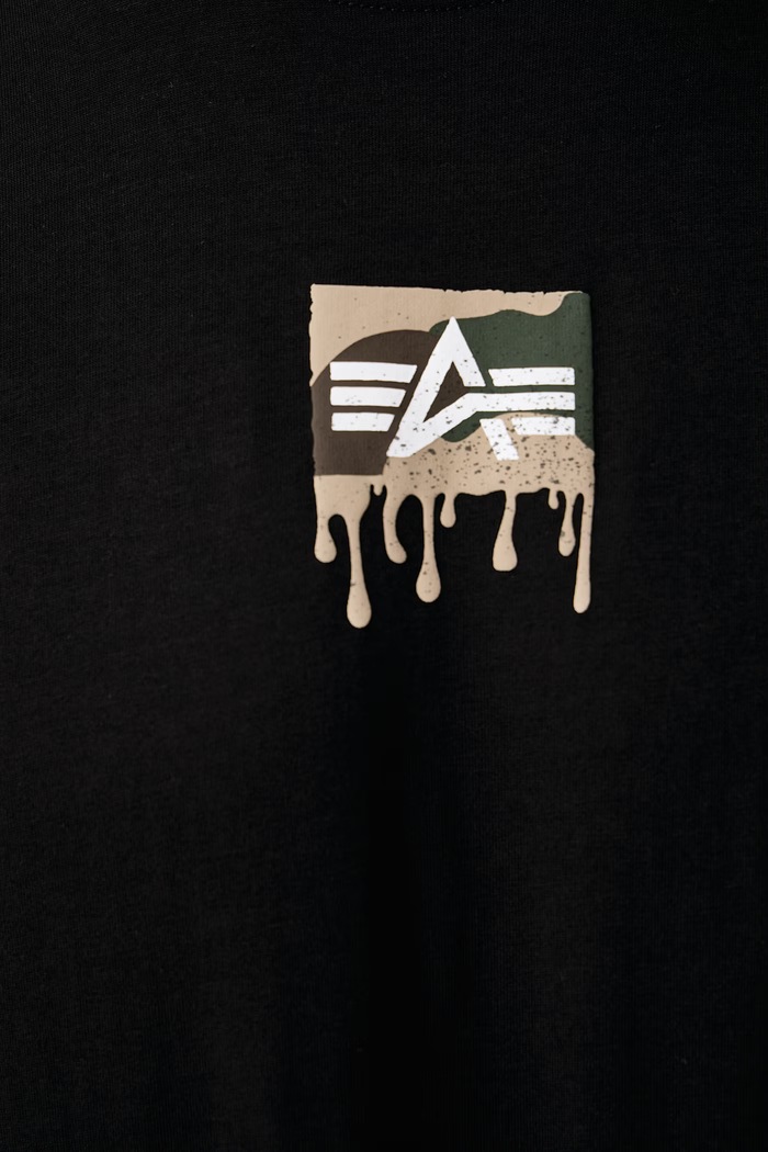 T-shirt męski bawełniany Dripping Camo Backprint Alpha Industries czarny 268516