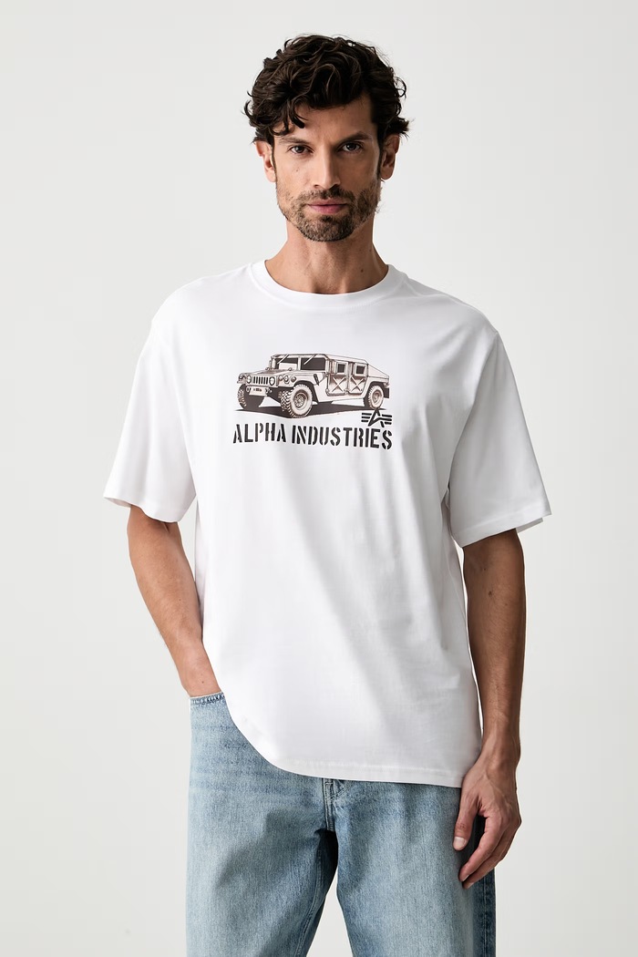 Alpha Industries tričko pánske bavlnené Humvee biela 268520