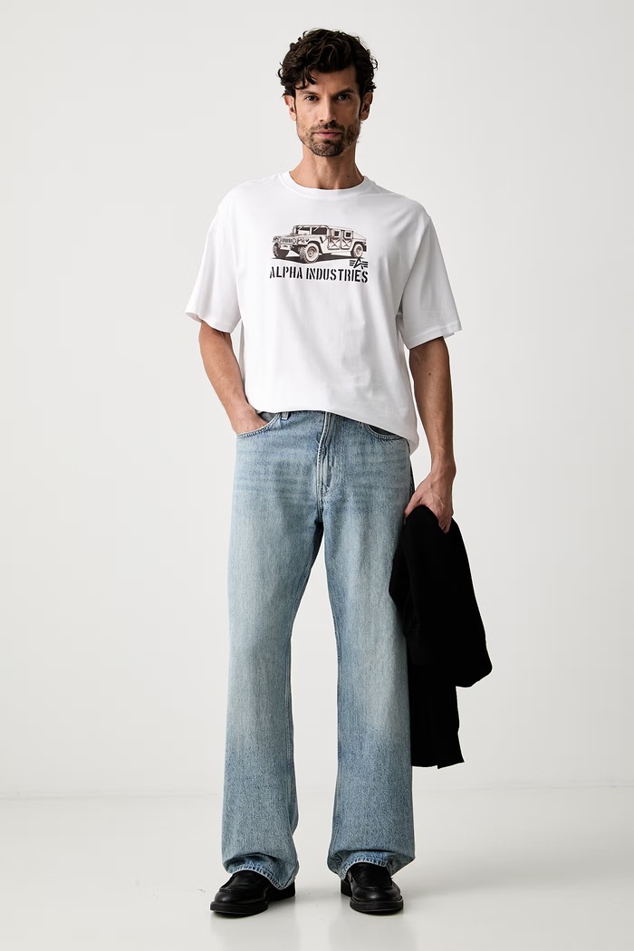 Alpha Industries tričko pánske bavlnené Humvee 268520 biela AW26