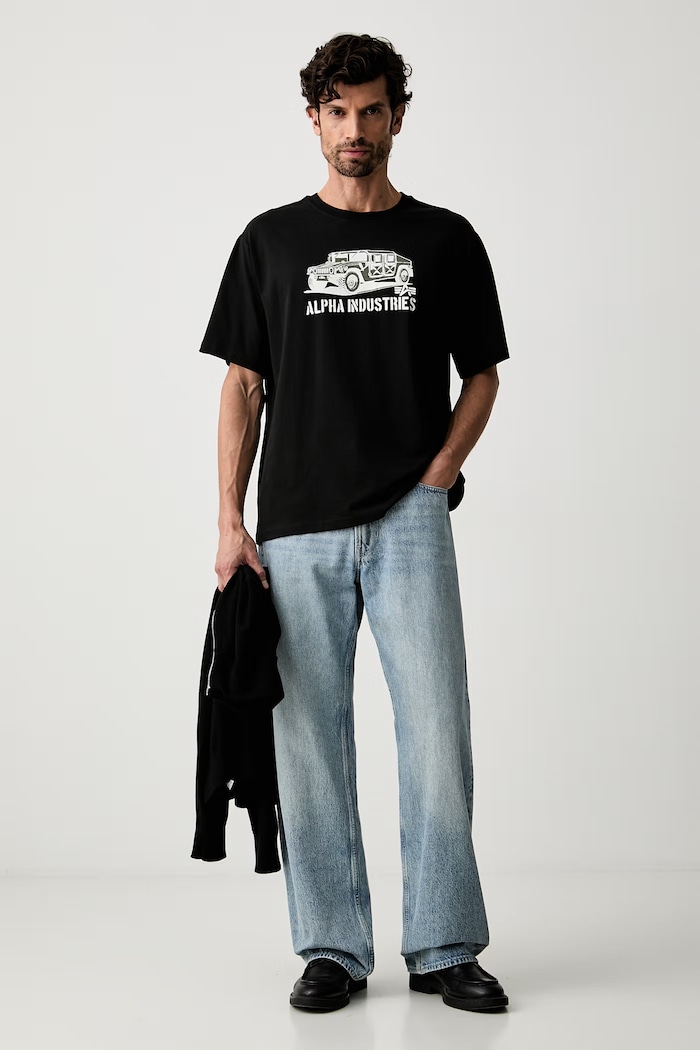 Alpha Industries t-shirt ανδρικό βαμβακερό Humvee 268520 μαύρο AW26
