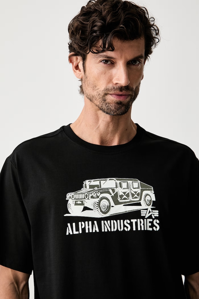 Alpha Industries t-shirt ανδρικό βαμβακερό Humvee μαύρο 268520