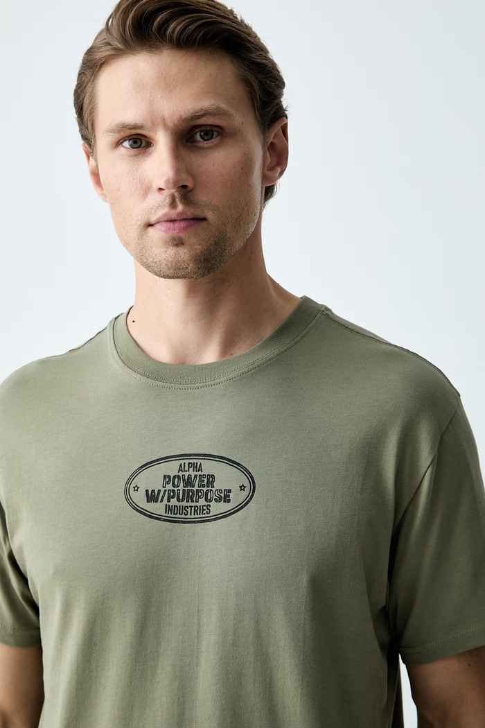 Alpha Industries majica za muškarce od pamuka Noseart Backprint zelena 268529