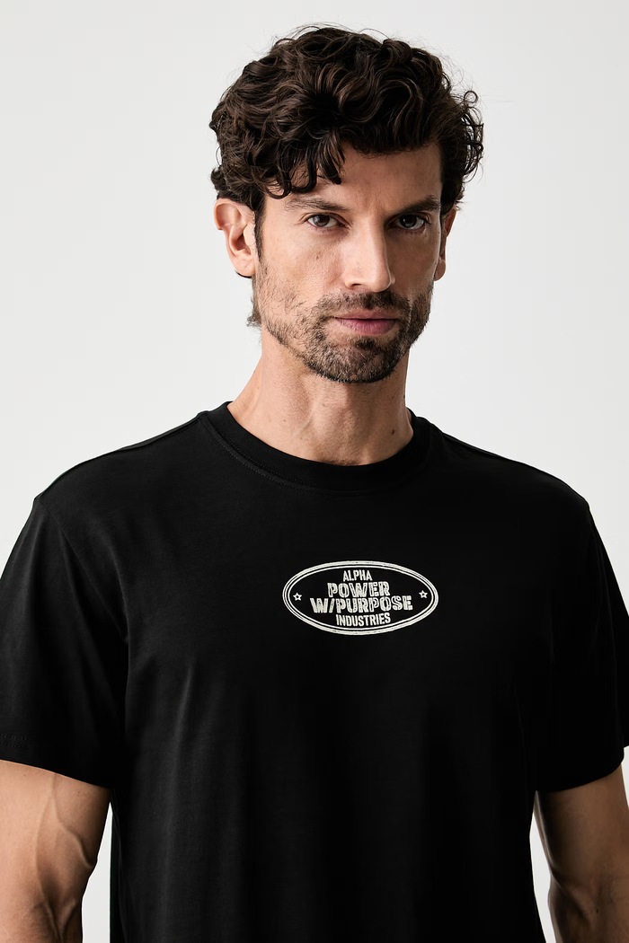 Alpha Industries tricou pentru bărbați din bumbac Noseart Backprint negru 268529
