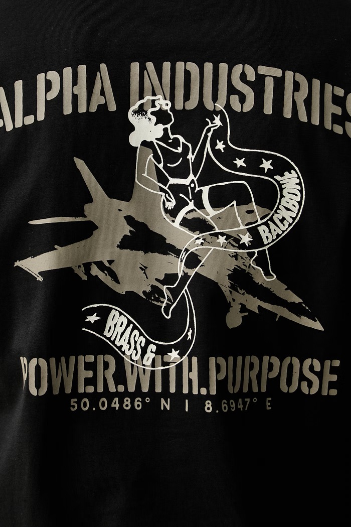 Alpha Industries tricou pentru bărbați din bumbac Noseart Backprint 268529 negru
