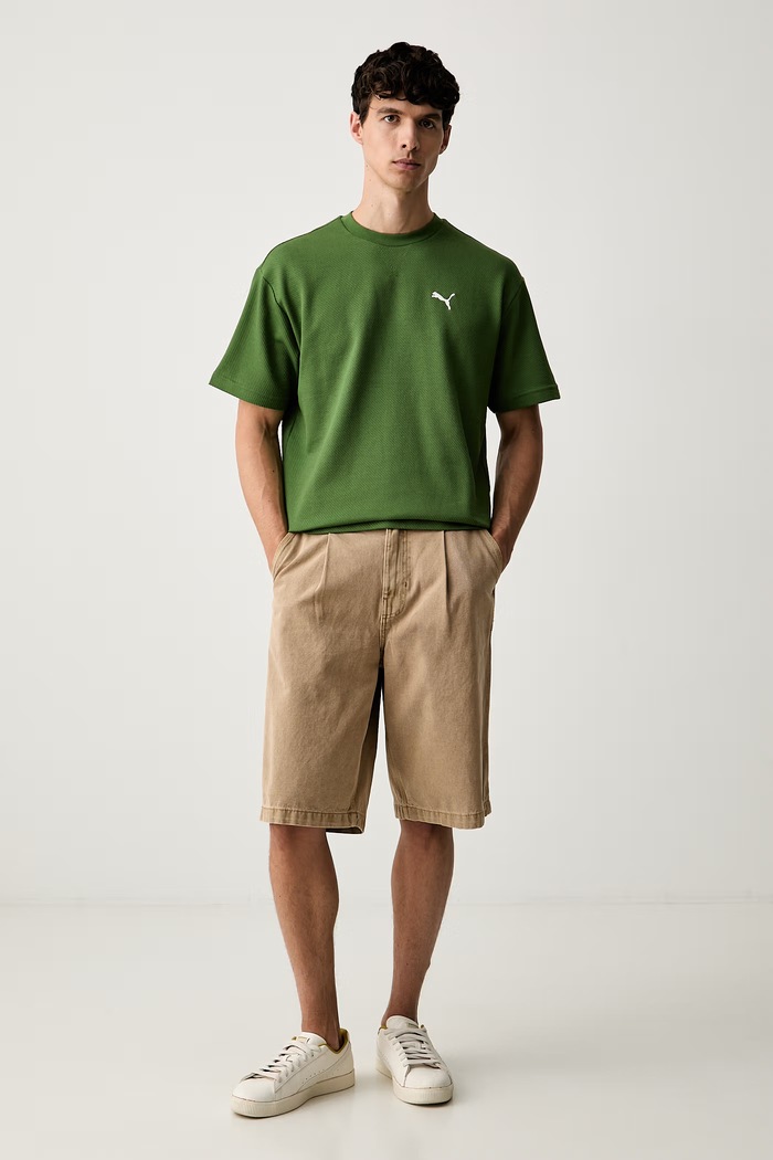 Puma T-shirt męski z bawełną Essentials Elevated 694307 zielony AW26