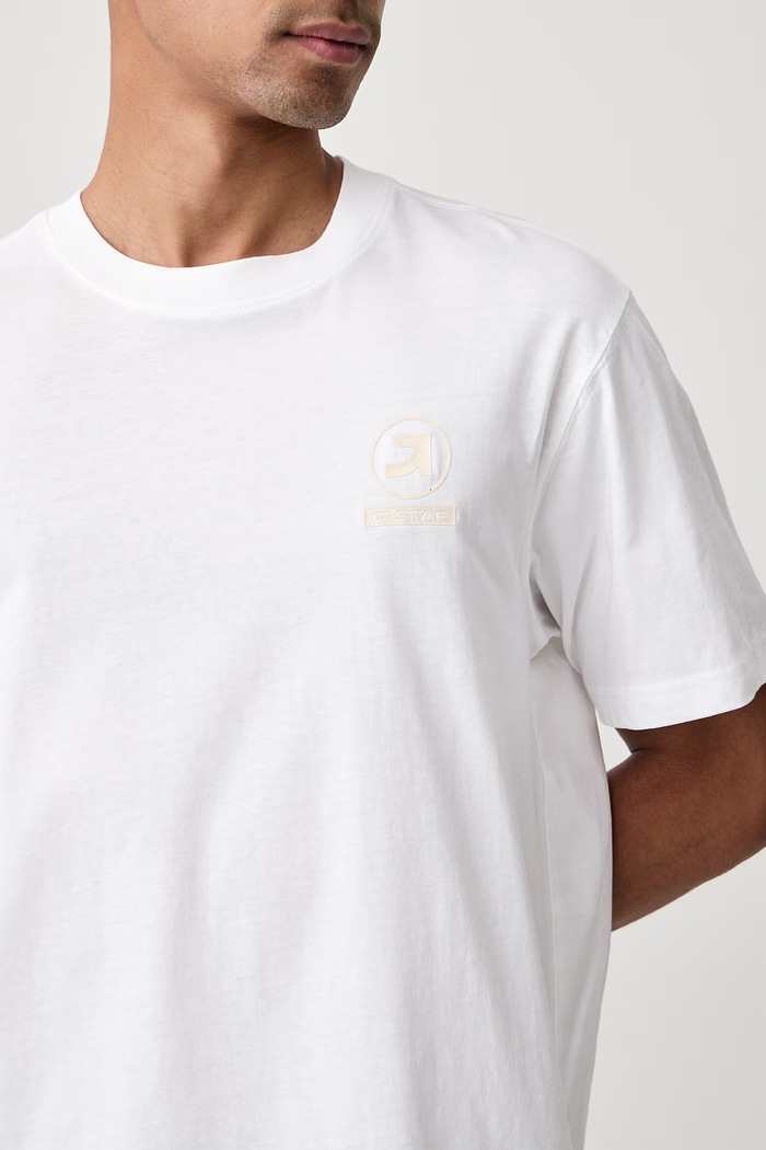 T-shirt da uomo in cotone Logo r G-Star D30096.D975 bianco