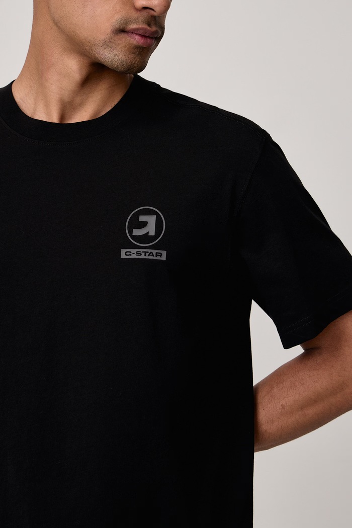 T-shirt da uomo in cotone Logo r G-Star D30096.D975 nero