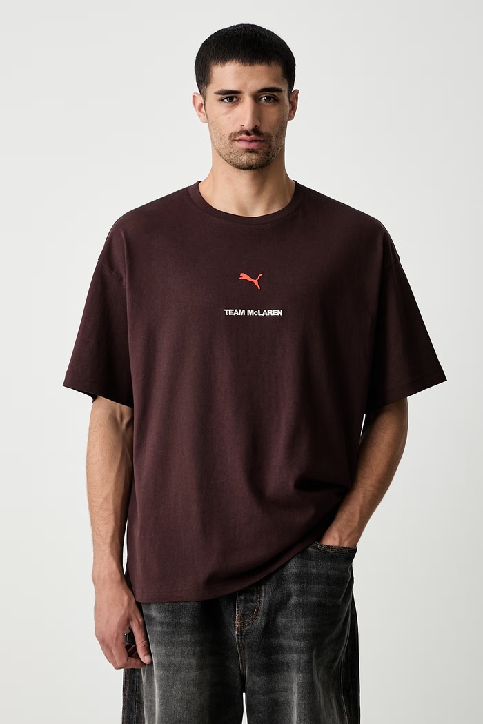 Odzież Puma T-shirt męski bawełniany McLaren 637828 brązowy