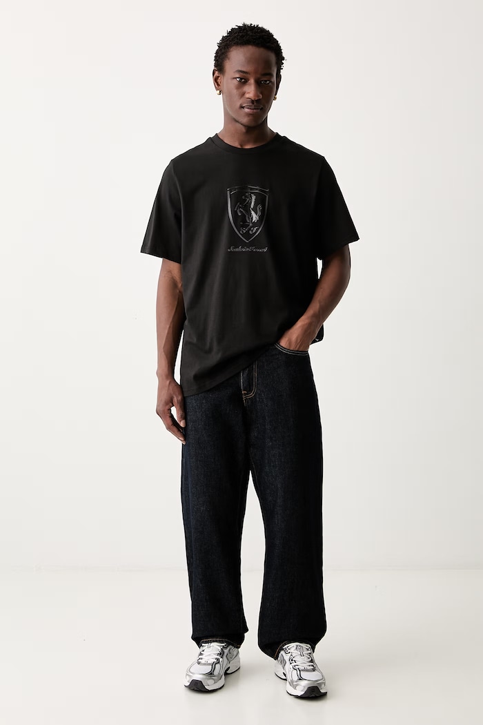 Puma T-shirt męski bawełniany Ferrari 637004 czarny AW26