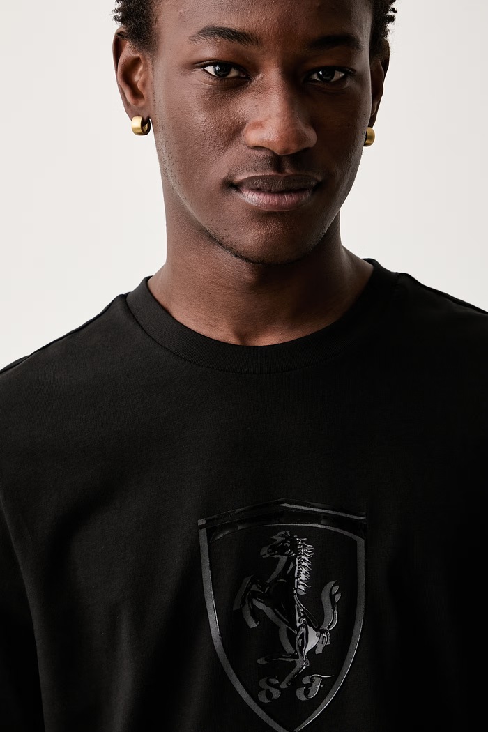 Puma T-shirt męski bawełniany Ferrari czarny 637004