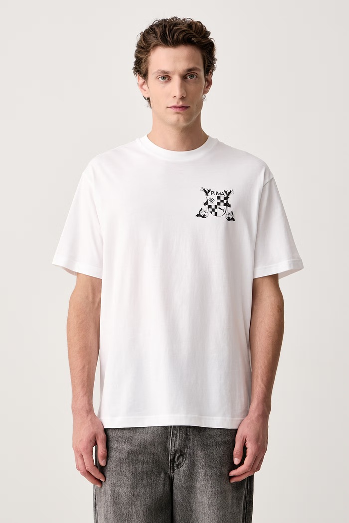 Odzież Puma T-shirt oversize męski bawełniany 636763 biały