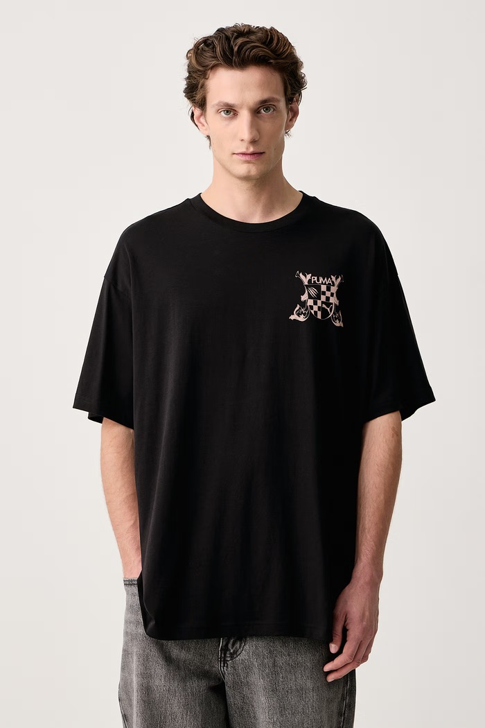 Odzież Puma T-shirt oversize męski bawełniany 636763 czarny