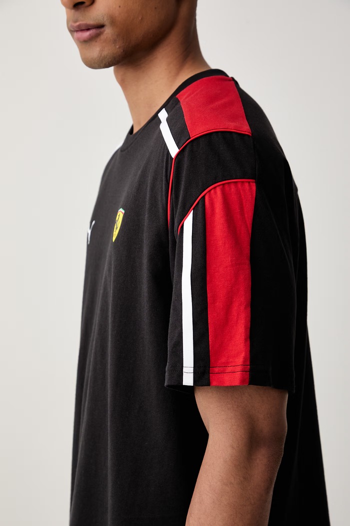 Puma T-shirt męski z bawełną Ferrari 636567 czarny
