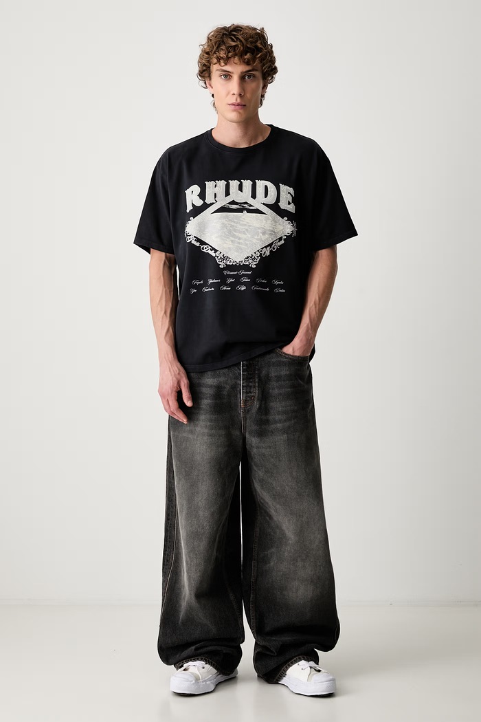 RHUDE футболка бавовняна чоловіча RHPF26TT08012 чорний