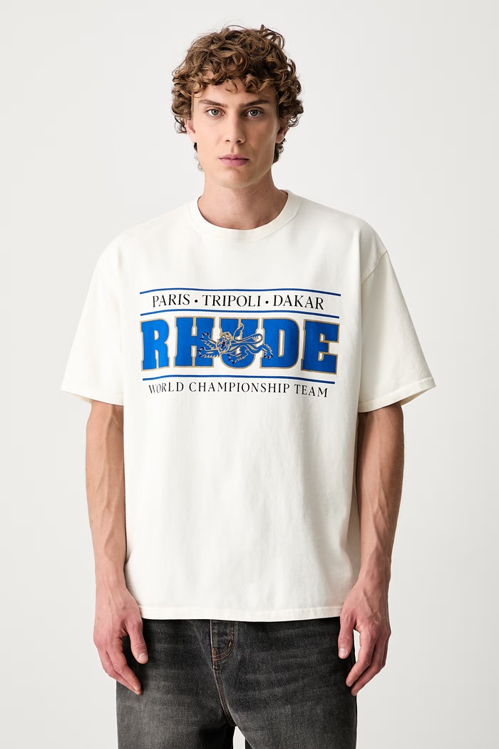 Одяг RHUDE футболка бавовняна RHPF26TT05012 бежевий