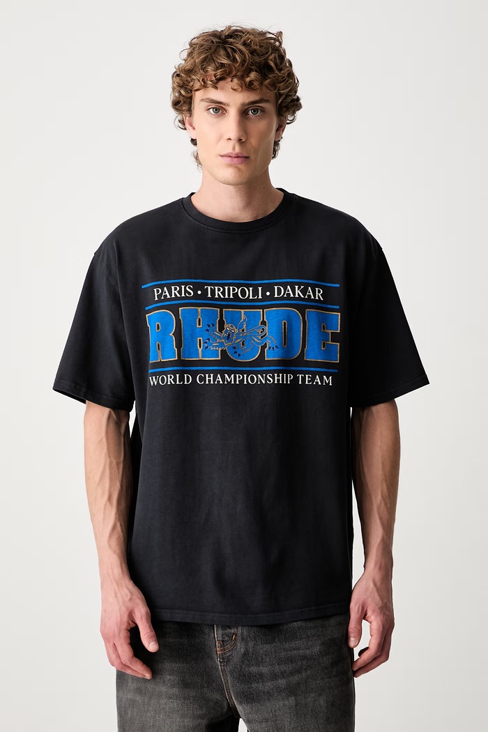 Одяг RHUDE футболка бавовняна RHPF26TT05012 темно-синій