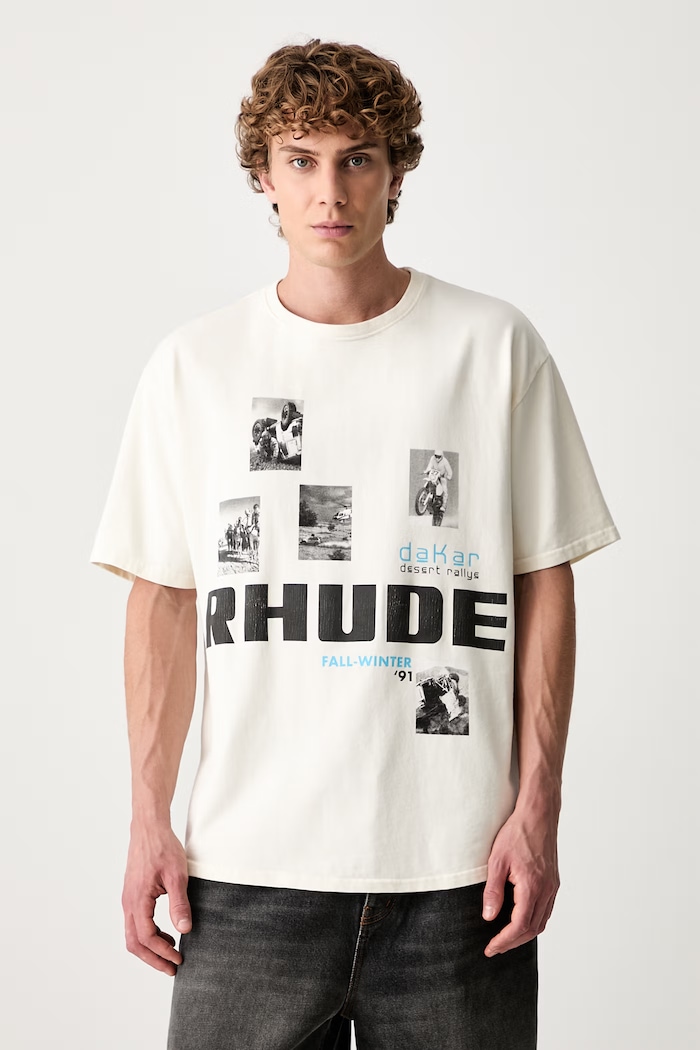 RHUDE tričko bavlnené pánske béžová RHPF26TT03012