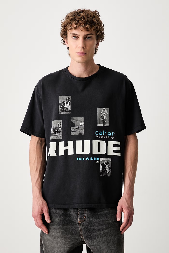 RHUDE футболка бавовняна чоловіча чорний RHPF26TT03012