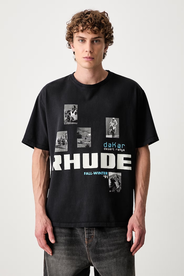 RHUDE футболка бавовняна чоловіча чорний RHPF26TT03012