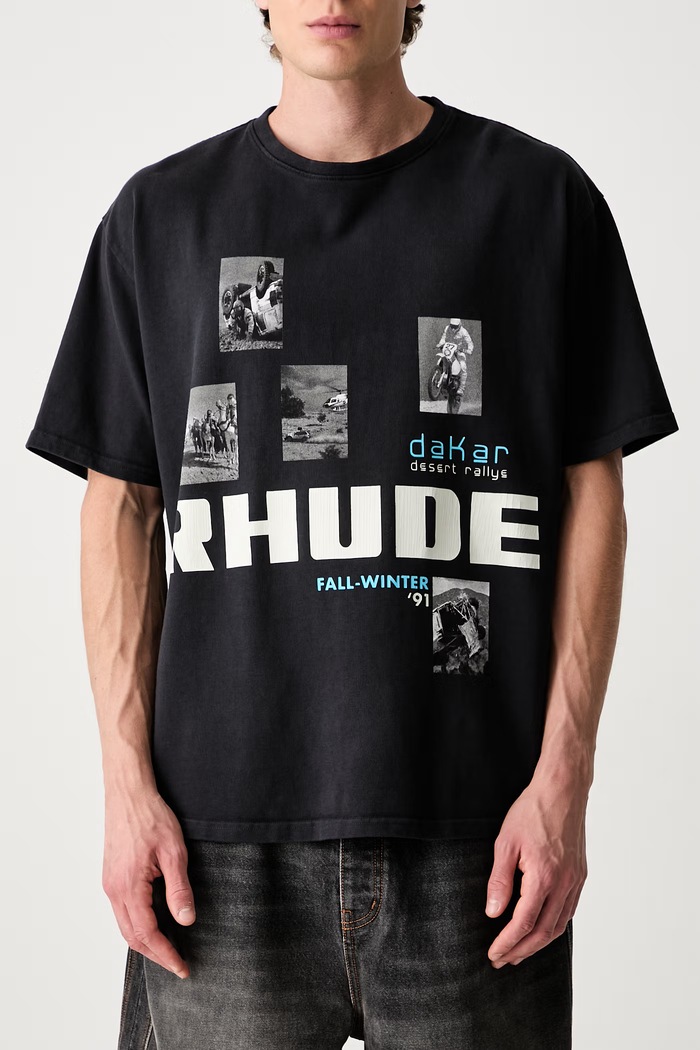 RHUDE футболка бавовняна чоловіча чорний RHPF26TT03012