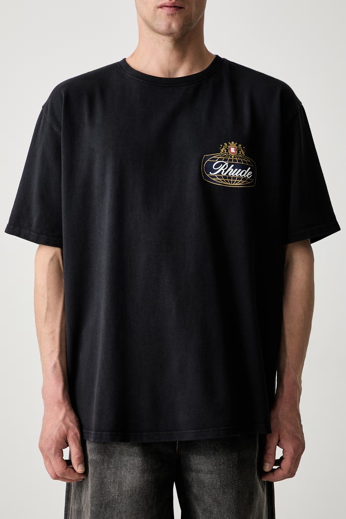 RHUDE t-shirt cotton Men's black RHPF26TT02012