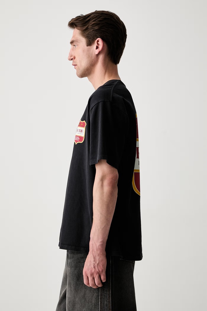 RHUDE T-shirt oversize bawełniany męski RHPF26TT01012 czarny AW26