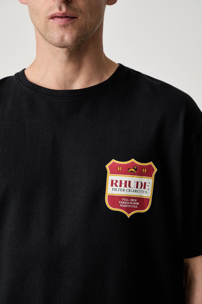 RHUDE T-shirt oversize bawełniany męski RHPF26TT01012 czarny