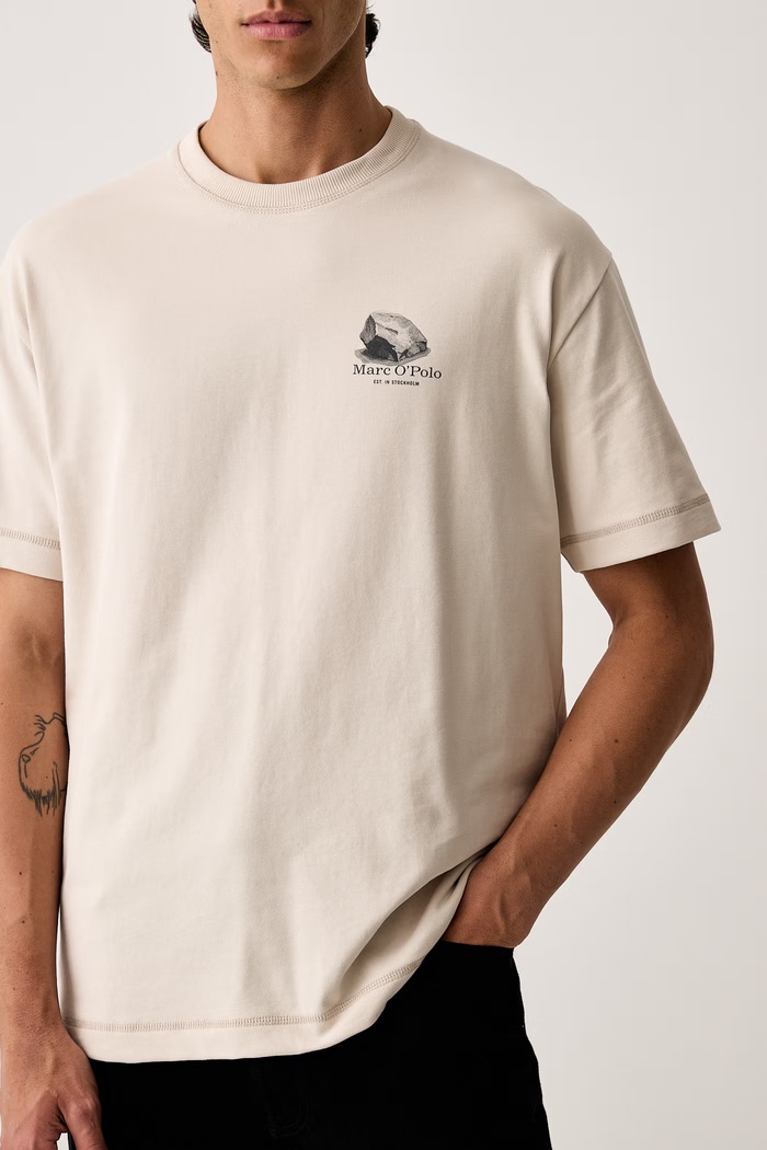 T-shirt męski bawełniany Marc O'Polo 5000012400 beżowy