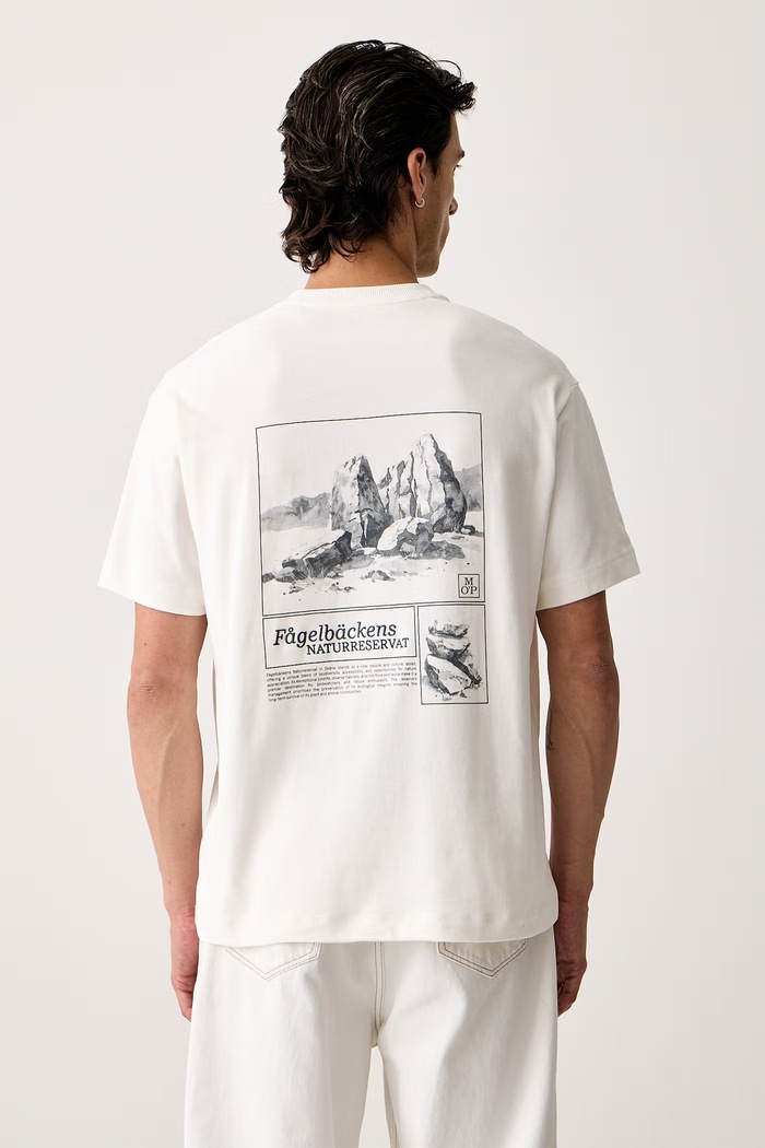 Marc O'Polo T-shirt męski bawełniany beżowy 5000011747
