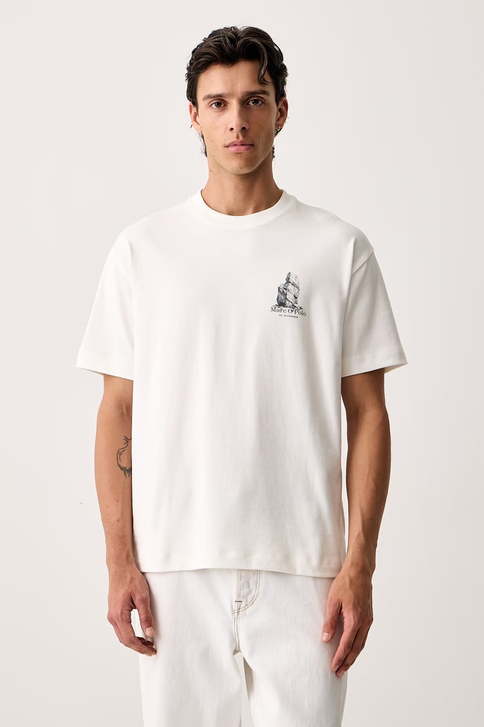 Odzież Marc O'Polo T-shirt męski bawełniany 5000011747 beżowy