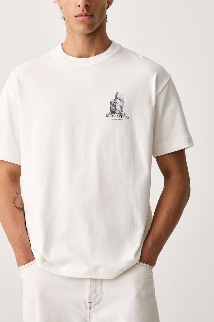 T-shirt męski bawełniany Marc O'Polo 5000011747 beżowy