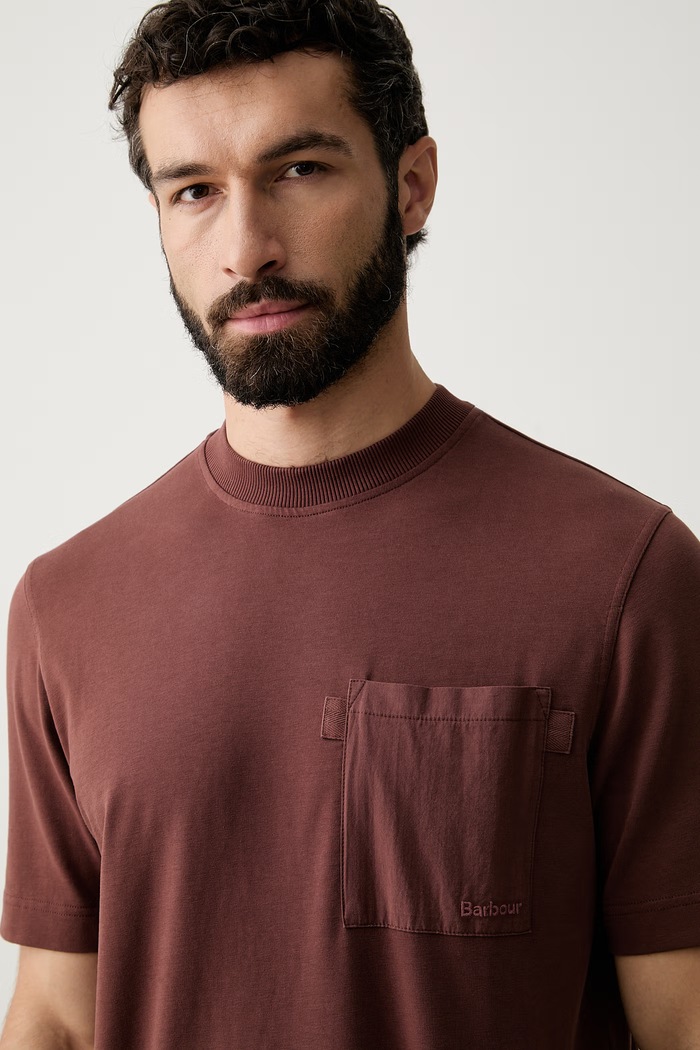 Barbour T-shirt damski z bawełną Ivergill brązowy MTS1626